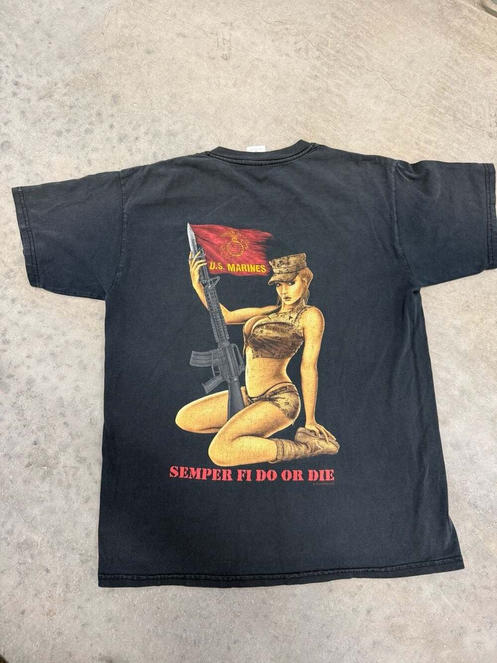 Gildan USMC Semper Fi Do Or Die T-Shirt Size M Black